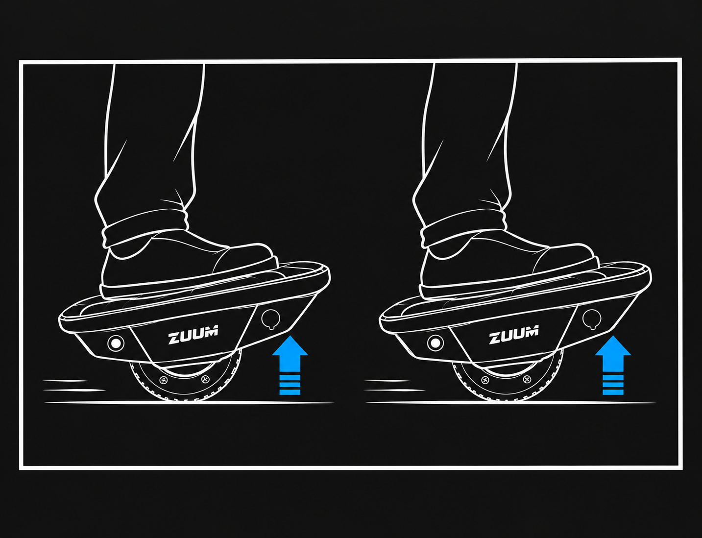 Zuum footpads gently tilting upward to signal pushback