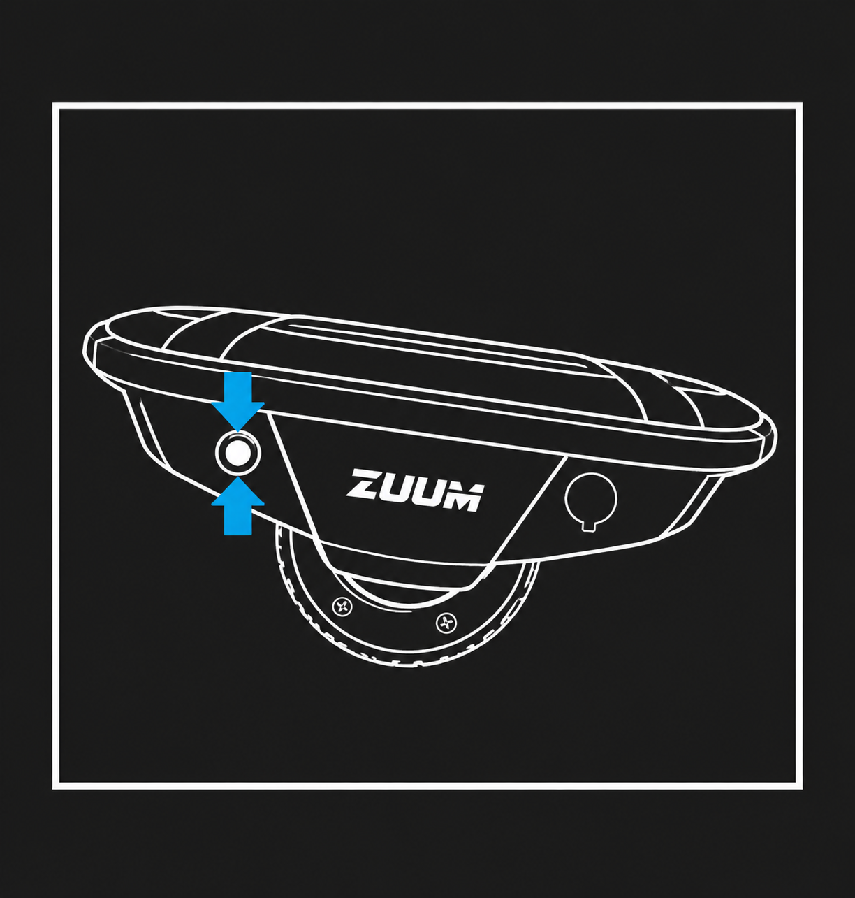 Power button on the side of a Zuum skate
