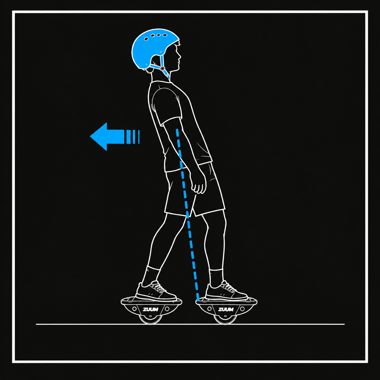 Rider leaning back slightly to slow down on Zuums